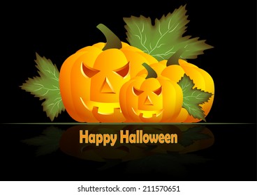 greeting card for Halloween with pumpkins vector illustration