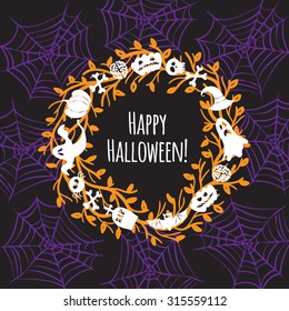 Greeting card for Halloween wreath