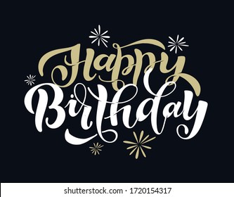 Greeting card with hand drawn doodle lettering - Happy Birthday! Template for invitation, poster, banner, art, t-shirt design.