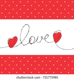 Greeting card in with hand drawn inscription: Love