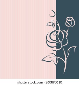 Greeting card with a hand drawn rose. Vector illustration