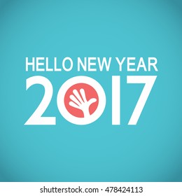 Greeting card with hand inside of 2017 year. Happy new year. vector illustration
