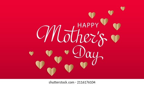 greeting card with hand lettering Happy Mother's Day with hearts. vector illustration isolated on white background