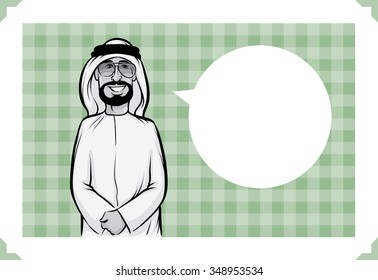 Greeting card with happy arab sheikh - just add your text