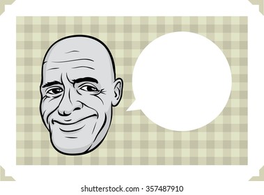 Greeting card with happy bald man