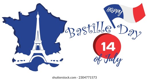 Greeting card for Happy Bastille Day