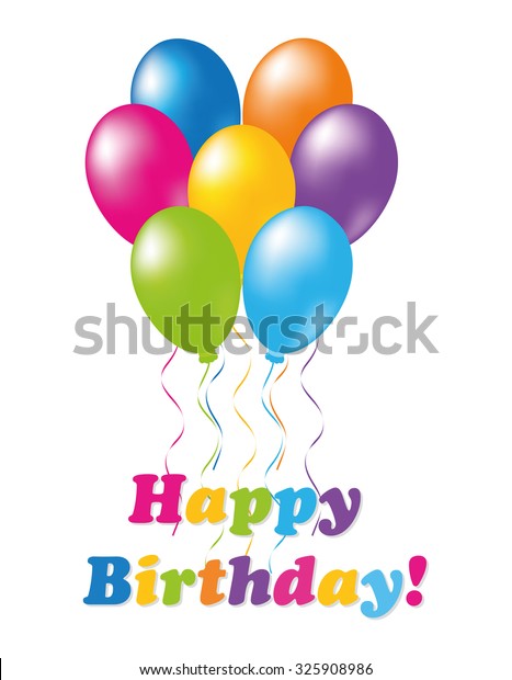 Greeting Card Happy Birthday Balloons On Stock Vector (Royalty Free ...