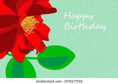 Greeting card Happy birthday, floral banner, frame bouquet flowers with red roses, isolated on colorful  backgrouind  Floral business card and invitation of the  birthday, holiday vector illustration