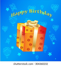 greeting card happy birthday with a gift