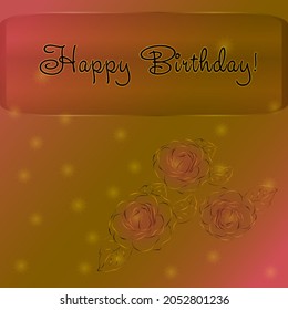 
greeting card happy birthday red color with a pattern of roses