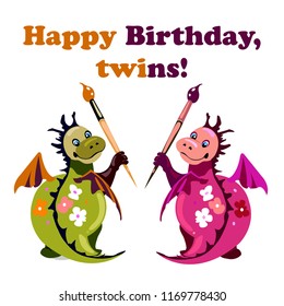
Greeting card: Happy birthday, twins!