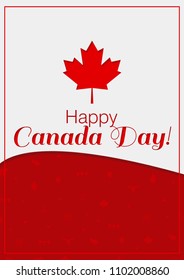 Greeting card of Happy Canada Day vector illustration with Canada's symbols and maple leaf.