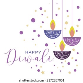 Greeting Card For Happy Diwali On White Background