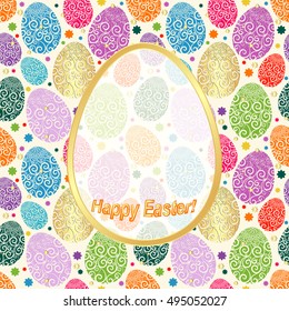 Greeting Card Happy Easter with colorful eggs and place for an inscription, vector eps10