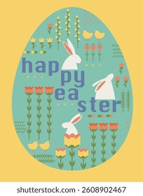 Greeting card. Happy easter. Cute vector illustration.