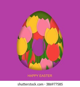 Greeting card with Happy Easter. Vector design illustration.