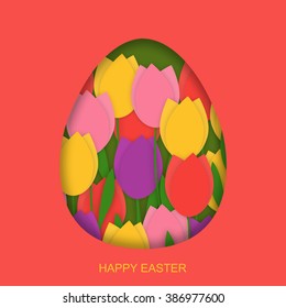 Greeting card with Happy Easter. Vector design illustration.