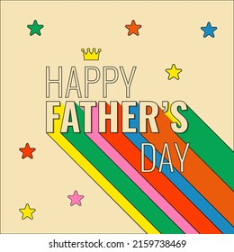 Greeting Card with Happy Father's Day Text in Retro Groovy Style