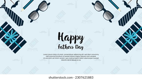 Greeting card with Happy Father's Day lettering. Father and son went out for a walk together. silhouette of father and son. Father and son in nature during sunset. Happy Father's Day Celebration Ideas