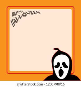 Greeting card happy halloween with grims reaper vector illustration