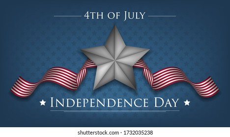 Greeting card Happy Independence Day 4th of July. Great holiday of the USA. Vector Illustration.