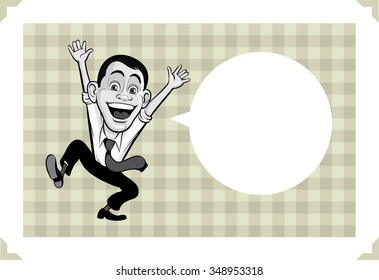 Greeting card with happy jumping businessmen - just add your text