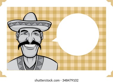 Greeting card with happy mexican man - place your custom text