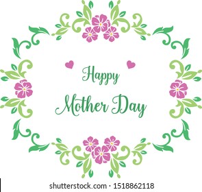 Greeting card happy mother day, with vintage colorful flower frame. Vector