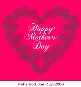 Greeting card Happy Mother's Day with heart. White and trendy Pink color.Vector Version