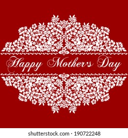 Greeting card Happy Mother's Day in retro style. Dark  Red, white  color. Vector Version 