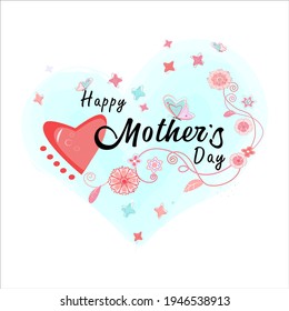 Greeting card happy mother's day Vector arrangements for greeting card or invitation design. Vector illustration. Pink flower and hearts  for postcard, invitation, tag, flyer,  logo, textile. 