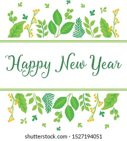 Greeting card happy new year, with style of red rose flower frame. Vector