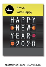 Greeting card - Happy New Year 2020 shown in airlines terminal flip board draw in vector