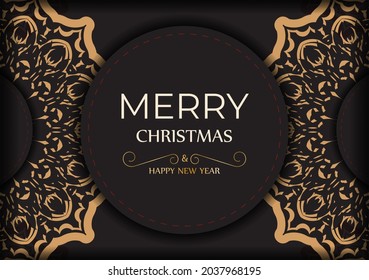 Greeting Card Happy New Year and Merry Christmas white color with winter ornament.