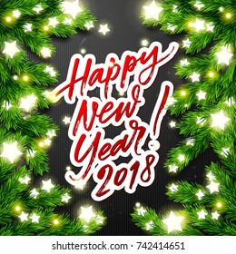 greeting card - Happy new year. Xmas vector background. Hand drawn calligraphy  
