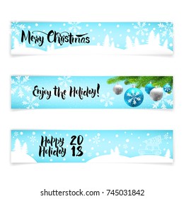 Greeting card Happy new year and Merry Christmas. Lettering Merry Christmas, enjoy the Holiday, Happy Holiday