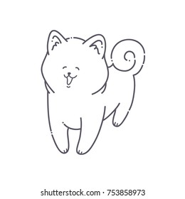 Greeting card Happy New Year. Vector illustration of a husky dog. Cute animal will give joy and good mood. You can use for invitations, prints of clothes, patterns and banners.