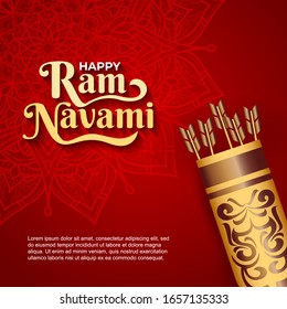 Greeting card happy Ram Navami isolated red Background