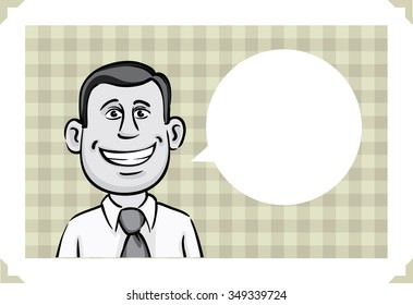 Greeting card with happy smiling businessman - add your custom text