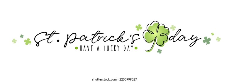 Greeting card for Happy St. Patrick's Day with clover on white b