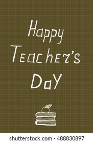 greeting card happy teacher's day hand lettering and graphic sketch vector