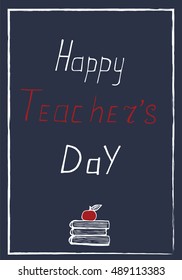 greeting card happy teacher's day hand lettering and graphic sketch vector
