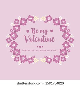 Greeting card happy valentine, with beautiful wreath frame and unique. Vector