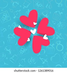 Greeting card for Happy Valentine's Day.For  banners,wallpapers and craft paper.Vector illustration