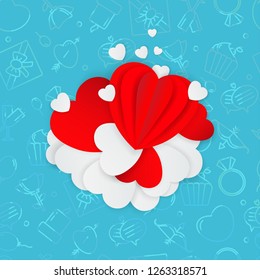 Greeting card for Happy Valentine's Day.For  banners,wallpapers and craft paper.Vector illustration