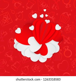 Greeting card for Happy Valentine's Day.For  banners,wallpapers and craft paper.Vector illustration