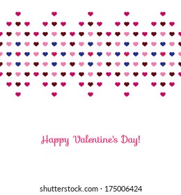 Greeting card "Happy Valentine's Day" with a pattern of hearts