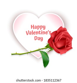 Greeting card happy Valentines day with background decorated with red roses. Vector EPS 10 format