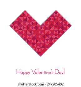 Greeting card "Happy Valentine's Day" with stylized mosaic heart