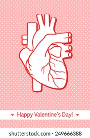 Greeting card "Happy Valentine's Day!" with body heart